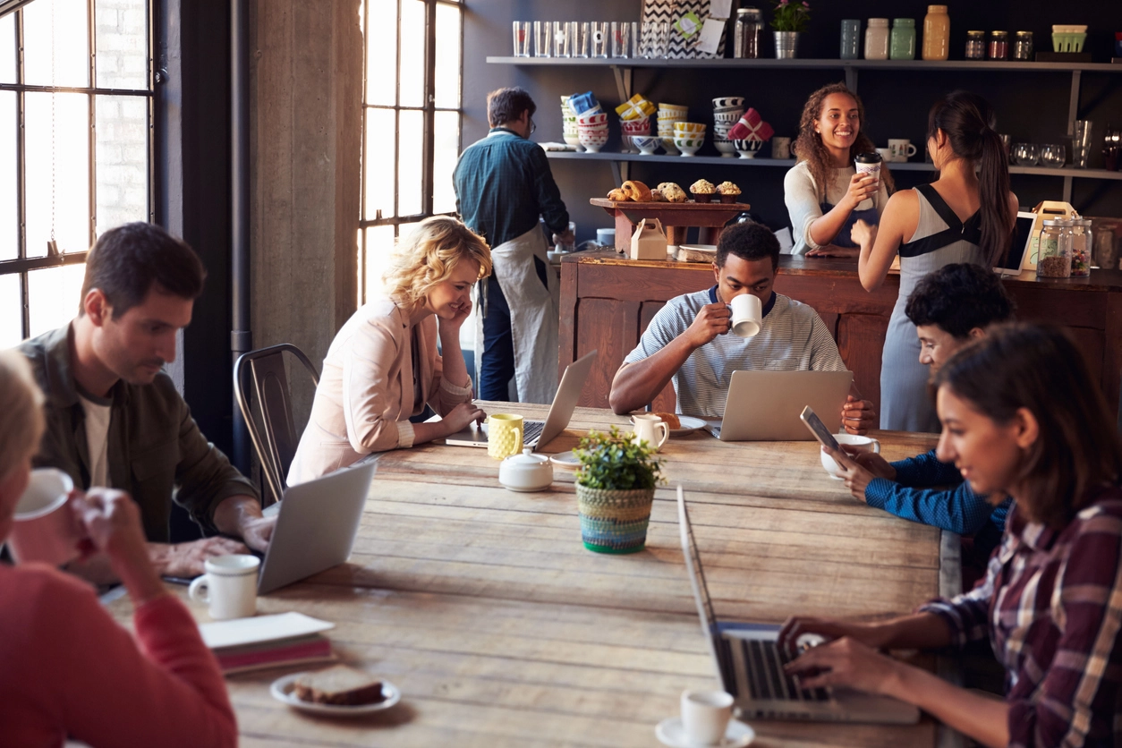 People being served at a local Coffee Shop in the UK